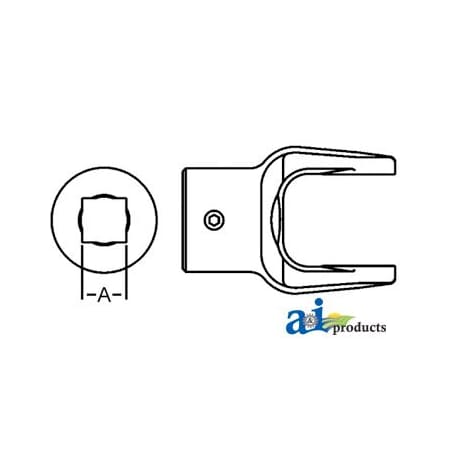A & I Products Square Bore Implement Yoke (w/ Set Screw) 5" x3" x2.5" A-804-1220